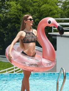 1pc Inflatable Flamingo Shaped Swim Ring, Suitable For Pool Parties And Sunbathing, Maximizes Swimming Time (Adults Only, For Deep Water Use) - Multicolor - View 1