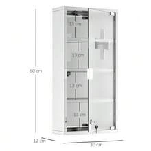 Medicine Cabinet, First Aid Cabinet With Lock, Stainless Steel, 30 X 12 X 60 Cm - 銀色 - 查看 2