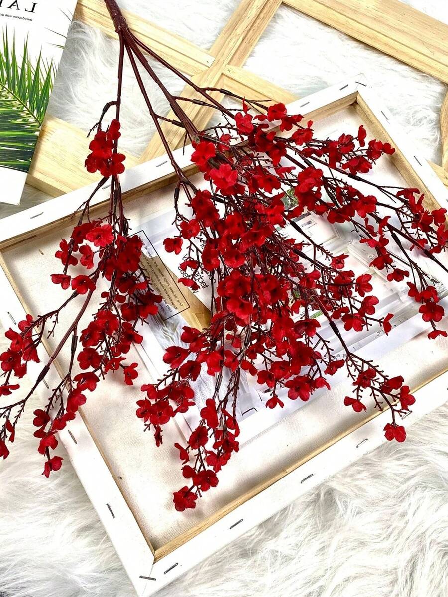 8朵酒紅色人造滿天星花,絲綢花束,適用於婚禮新娘派對家居DIY花卉裝飾,春/夏季派對裝飾,戶外花園室內壁爐門廊裝飾,婚禮派對DIY花卉裝飾,禮物,母親節/DIY花環/婚禮背景裝飾 - 酒紅色 - 查看 1