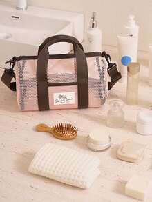 Set di borsa tote da spiaggia in rete & borsa trasparente per articoli da toeletta, borsa portatile per palestra e nuoto con tracolla regolabile, set di borse da viaggio estive di grande capacità, borsa impermeabile per cosmetici e articoli da toeletta, borsa per lo stoccaggio in vacanza, adatta per vacanze, campeggio, dormitorio universitario, piscina, forniture per il bagno, essenziale per la spiaggia estiva, regalo di compleanno unico, regalo per le vacanze, regalo per feste, regalo per vacanze, regalo per il ritorno a scuola, regalo per anniversario - Multicolore - Visualizzare 5