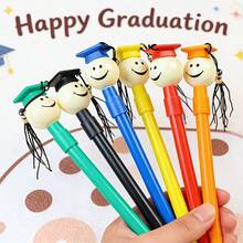 1pc/6pcs Graduation Cap Shaped Ballpoint Pen With Tassel And Smiling Face, Suitable For Graduation Celebration And Office Use, Back To School - A - View 5