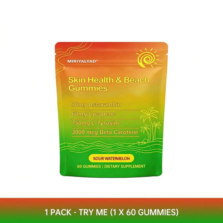 Miriyalyad [Tanning Gummies] Natural Tanning Supplement With Astaxanthin Lycopene & BetaCarotene Supports Radiant Light Beige - 1PCS - 查看 1