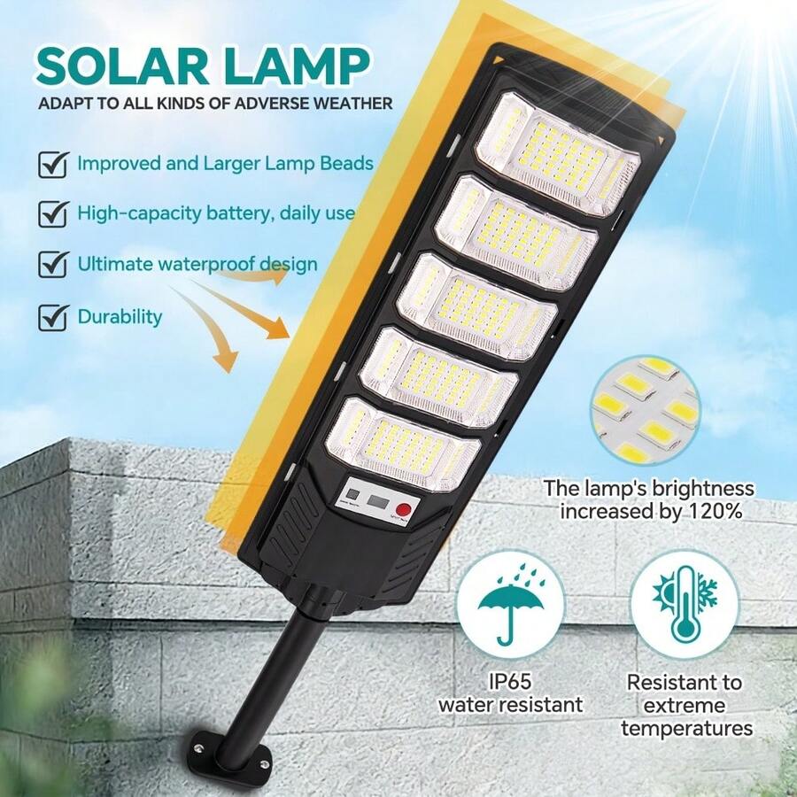 Ultrascharfe Solar-LED-Straßenleuchte, 240/96 LEDs Dämmerung bis Morgengrauen Solar-Außenleuchte mit Bewegungssensor, 3 Beleuchtungsmodi, 280° Weitwinkel, IP65 wasserdichte Sicherheitsleuchte geeignet für Garten, Straße, Parkplatz, Terrasse
