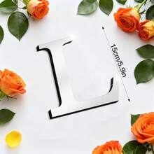 OUTANA Premium 1cm Thick 3D Mirror Wall Letters - Custom Acrylic Alphabet Sign For Wedding Initials, Party Backdrop & Luxury Home Decor (4"/6"/8" Sold Separately) - Silver - View 24