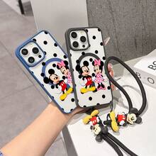 This Disney Mickey Mouse Pattern Lanyard Phone Case Features A Strong Magnetic Closure And Full Coverage Of Acrylic And TPU Material. It's Shockproof, Lightweight, And Suitable For IPhone17/16/11/13/15/15 Plus/15 Pro/15 Pro Max/12/14 Pro Max/11 Pro Max/12 Pro/12 Pro Max/13. It's A Popular Birthday Gift, Business Gift, Durable, Stain-Resistant, And Fingerprint-Resistant New Phone Case For Men And Women. It Also Includes A Mickey Mouse Phone Case And Mickey Mouse Doll Bracelet. Compatible With SamsungGalaxy S20, S21, S22, S23, And S24 Series. It's The Perfect Gift For Friends And Family. This Stylish Phone Case Is Fun, Lightweight, And Durable. IPhone17 Pro Max Phone Case, Minnie Phone Case. - Hồng - Xem 9