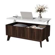 Lazyspace Tavolino regolabile in altezza, tavolino con vano contenitore, tavolino laterale, tavolino basso da soggiorno, stile scandinavo, colore legno naturale, 105 x 32 x 42 cm - Noce - Visualizzare 12