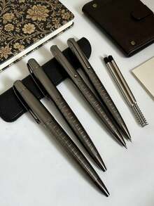 3/2pcs Set, Luxury Business Metal Pen, Paired With 0.5mm Black Ink Refill, Suitable For Business Office, Meeting Signing, Student Exams, Daily Writing, Etc., Showcases Elegance For Personal Use, Decent Gift Choice. Paired With Pen Case, It's An Excellent Choice For Corporate Gifts, Business Gifts Or Holiday Souvenirs. Pen Case Is Made Of PU Leather. - Metal Pen - View 3