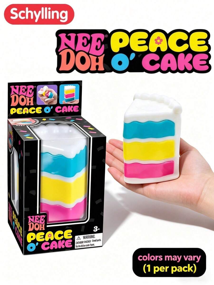 asmodee Schylling  Peace Cake, Extremely Soft Toy, Vintage Hippie 3D Rainbow Layered Cake Slice With Cream Top And Transparent Jelly, Sensory Stress Relief Toy, Classroom Reward, Graduation, 4th Of July, Summer Birthday Party Favor - 彩色 - 查看 1