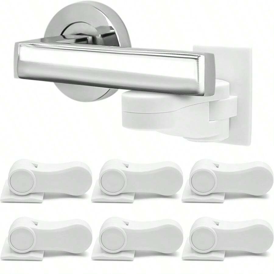3pcs Baby Door Handle Safety Lock Child Cabinet Drawer Lock - Door Handle Lock Fixing Buckle Minimalist Design - No-Drill Child Door Handle Lock - Multicolor - View 1