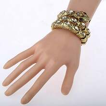 YACQ - Pulsera elástica con forma de serpiente y cristales para mujer, se ajusta a muñecas de 16.5 a 20 cm - Libre de plomo y níquel - Accesorio de joyería para disfraces de Halloween - Azul marino - Ver 4
