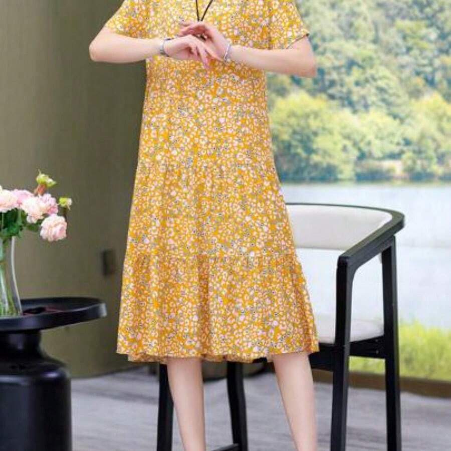 Women Midi Dresses - 黃色的 - 查看 1