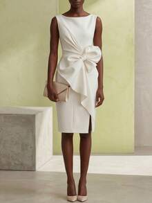 Vestidos Elegantes De Mujer  Summer Dresses For Women Dresses For Women Vacation Outfits Women Winter Dresses For Women Dresses For Women Party Dresses For Women Elegant  Bowknot Bestseller Dress - 白色 - 查看 4