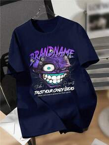 Crazy Monster Graphic Tee - Bold Purple Design - Trust Your Crazy Ideas - Unique Streetwear Style - Perfect For Halloween - Daily Men's Street Style Short Sleeve - Men's Sport T-Shirt - Ideal Gift - Halloween Present - Christmas Gift - Affordable And Fashion Item - Màu xanh hải quân - Xem 6