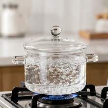 1pcs Glass Pot With Cover 3L/101oz Double Handle Transparent Pot Heat Resistant Glass Stewpot Soup Milk Congee Special Transparent Double Handle Glass Pot Cooking Pot With Cover Glass Cooker. - View 7