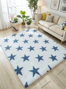 1pc Blue Star Pattern Doormat, Decorative Carpet, Bedroom Decor, Carpet, Home Decor, Small Living Room Rug - Multicolor B - View 2