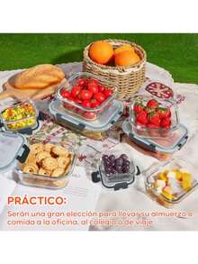 TMOSLY Recipientes de Vidrio para Alimentos 10 Piezas Recipientes herméticos con Tapas Recipientes para Alimentos Caja de Almacenamiento de Vidrio Transparente para Cocina y despensa - 10 RECIBOS - Ver 10