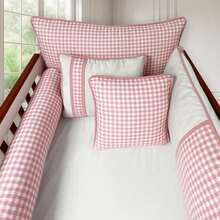 American Standard Crib Set, 8 Pieces, Checkered Pattern, Sintonia, 200 Thread Count Percale - Rusty Rose - View 2