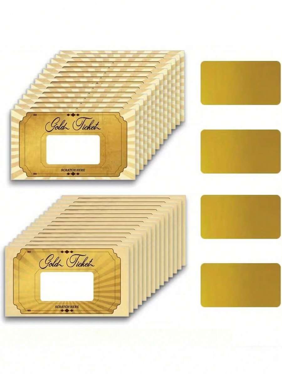 80/40pcs Gold Scratch-Off Stickers, Blank Gift Coupons, Suitable For Small Business Coupons, Holiday Party Supplies, Birthday Party, Holiday Party, Party Games And Raffle Games - One Size Fits All - View 1