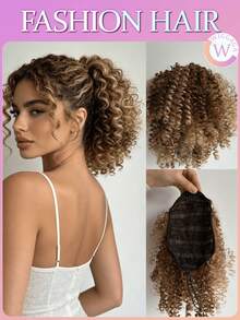 WIGGAGA 12 Inch Black/Brown/Ombre Hair Extensions, African Fluffy Drawstring Ponytail, Synthetic Fiber Non-Fluffy Ponytail, Clip-In Drawstring Ponytail - Multicolor - View 10