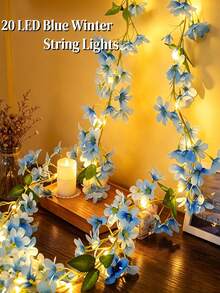 2M 20 LED Artificial Flower Vine String Lights For Living Room Bedroom Decoration, Wedding Romantic Fake Flower Colorful LED String Lights For Holiday Decor - Blue - View 3