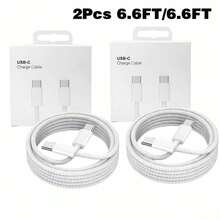 PD 60W Dual USB C Fast Charging Cable For IPhone 17/16/15 Pro Max Plus ForSamsung POCO Type C To Type C Fast Charger Braided Cable Data Cable With Box - 2 White - View 9