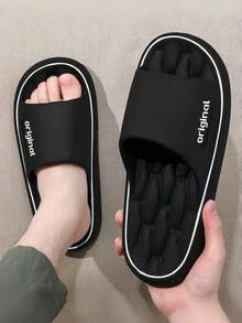 Spring/Summer INS Style Slides, Versatile & Comfortable, Quiet & Wear-Resistant Sole, Essential For Home, Hotel, Office, Outdoor Hiking, Lightweight, Long-Wear Without Foot Fatigue, Unisex - Black - View 2