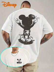 Officially Licensed By Disney With Mickey Mouse Sketch Printed Graphics. 100% Cotton Loose Casual Tee, Soft, Breathable And Comfortable Fabric. Unisex Crew Neck Short Sleeve T-Shirt. - trắng - Xem 1