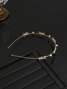 1 قطعة عصابة رأس بوهيمية مزينة باللؤلؤ، طوق شعر رفيع بتصميم نجمة البحر والصدفة، إكسسوار شعر للعطلات/الشاطئ/الزفاف - متعدد الألوان - مشاهدة 6