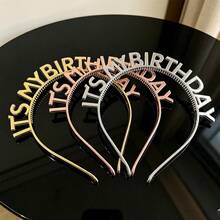 3pcs Random Birthday Party Hair Hoop, Metallic Plastic Birthday Hair Hoop For Party Back To School Valentine Day - Multicolor - View 8