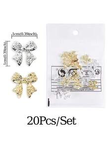 20個蝴蝶結美甲飾品,金銀色蝴蝶結美甲裝飾,3D金屬美甲配件,鏤空蝴蝶結美甲藝術,奢華美甲飾品,Y2K哥德風美學,哥德式美甲用品,優雅美甲藝術 - 彩色 - 查看 8