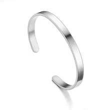 1pc Men's Fashion Stainless Steel 6MM Wide Bracelet - Silver - View 3