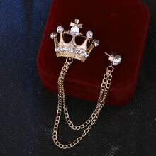 Premium Men's Brooch British Style Suit Chain Pin Diamond Crown Badge Vintage Lapel Flower - Multicolor - View 6