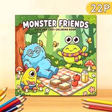 [NEW MONSTER FRIENDS Coloring Book] 1 Original Coloring Book, 22 Pages Single-Sided Printing, Clear Lines And Exquisite Patterns, Perfect For Relaxation, New Year, Christmas, Birthday, School Holiday Gift, Suitable For Adults, Teens And Children - Multicolor - View 5
