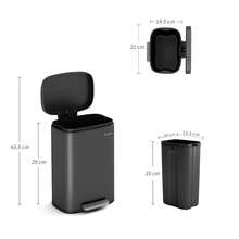 MCC Direct Pedal Kitchen Bin With Soft Close Lid, Step-On Trash Can With Inner Bucket, Durable Steel Body, Hands-Free Waste Disposal - Dark Grey - View 9
