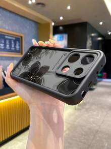 1件極簡時尚黑色茶花煙霧圖案黑眼階梯精準孔防摔手機殼，適用於Apple/////// - 黑色 - 查看 8