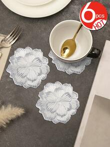 10cm 金色花朵杯墊 PVC 材質 奢華風 防滑防水 聖誕節/新年派對餐桌杯墊 - 彩色 - 查看 13