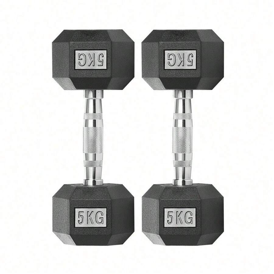 Hex Dumbbells 2.5/5/7.5/10/12.5/15/17.5/20/25 Kg, Non-Slip Coating, Ergonomic Handle, Rubber Dumbbell Set, Dumbbell Combination, Strength And Cardiovascular Training, Suitable For Home And Gym Use - 5公斤 x2 - 查看 1