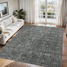 Neutral, Modern Rug For Living Room – Machine Washable, Soft Short Pile Rug – Non-Slip, Thin Rug For Bedroom, Dining Room, Kitchen - Dark Grey - View 2