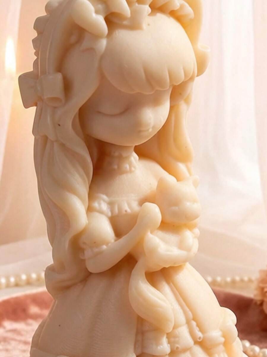 2026復古3D女孩矽膠模具,4款閉眼公主造型蠟燭、蠟、肥皂、樹脂DIY手工模具,復古洋裝娃娃、貓與兔子擴香石,畢業禮物、桌面裝飾、婚禮中心裝飾、祈禱蠟燭、芳香療法、祭壇裝飾、洗禮、給媽媽、女友、妻子的節日禮物 - 少女模具 - 查看 1