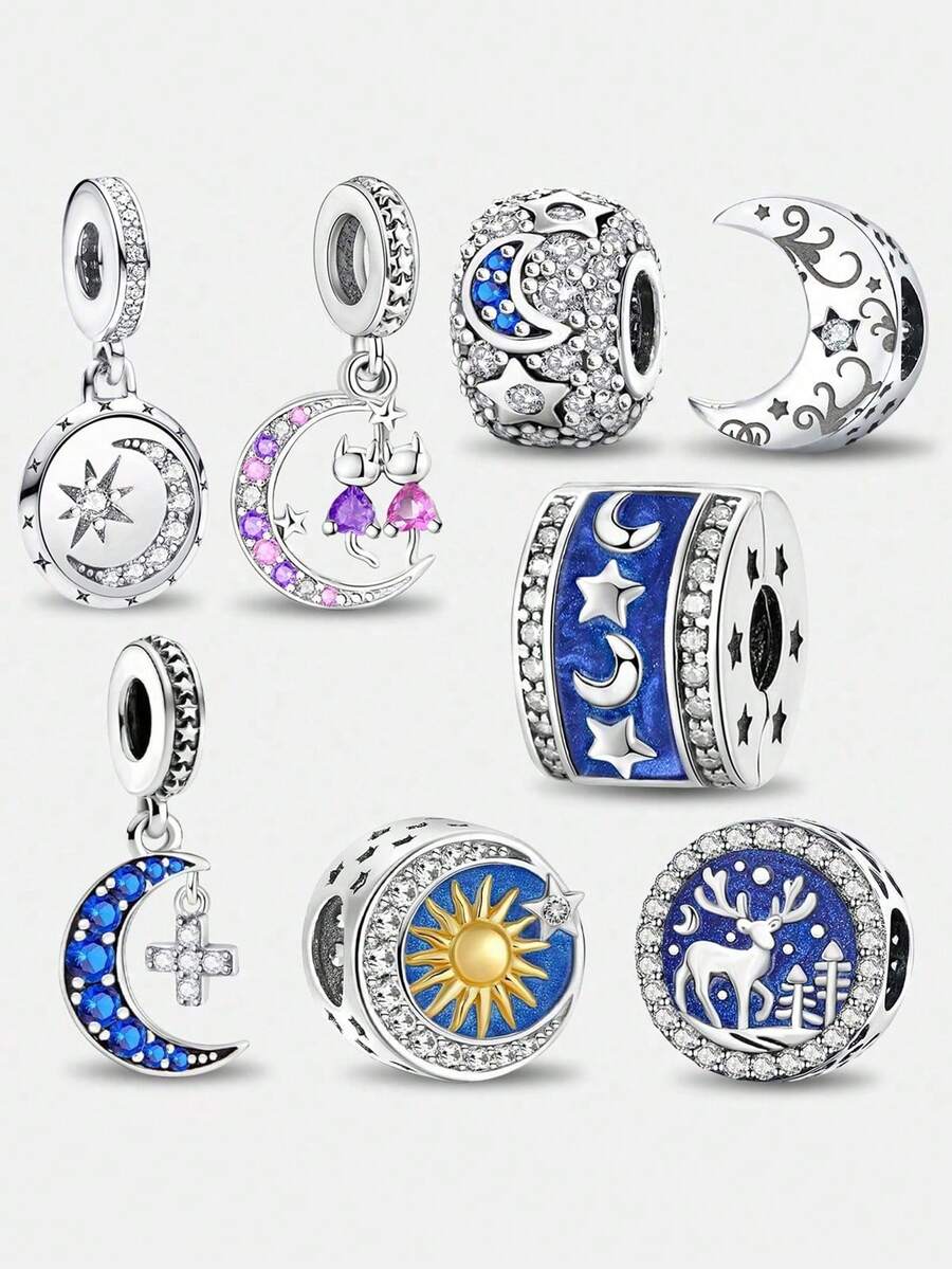 1pc Fashionable Moon Cat Series Charm Bead, Suitable For Women Bracelet DIY Jewelry Making And Daily Decoration, Girls Accessory - Beads 1 - View 1