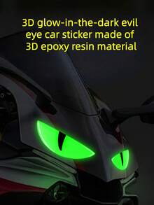 2件組 3D貓眼螢光車貼，3D環氧樹脂螢光惡魔眼車貼，適用於摩托車、電動車、汽車大燈改裝，通用車輛螢光貼紙，夜騎裝備 - 多色 - 查看 5