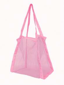 1pc/3pcs Bright Color Mesh Beach Tote Bag - Lightweight, Adjustable Shoulder Strap, Foldable Design, Suitable For Outdoor Activities, Picnics And Shell Collecting, Beach Essential | Bright Color Tote Bag | Durable Handle, Beach Tote Bag, Suitable For Boys And Girls, Can Be Used As Beach Swimming Party Accessory, Gift For Friends And Women, Travel Essential - Multicolor - View 19