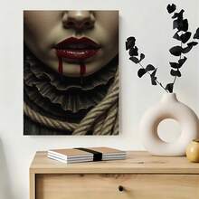 Enmarcado 1  de pared enmarcado - Diseño dramático de labios y cuerdas, decoración moderna y clásica para el hogar, ideal para sala de estar, dormitorio, oficina o comedor. Idea de regalo única para cumpleaños, fiestas o cualquier ocasión especial. - Enmarcado - Ver 4