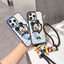 This Disney Mickey Mouse Pattern Lanyard Phone Case Features A Strong Magnetic Closure And Full Coverage Of Acrylic And TPU Material. It's Shockproof, Lightweight, And Suitable For IPhone17/16/11/13/15/15 Plus/15 Pro/15 Pro Max/12/14 Pro Max/11 Pro Max/12 Pro/12 Pro Max/13. It's A Popular Birthday Gift, Business Gift, Durable, Stain-Resistant, And Fingerprint-Resistant New Phone Case For Men And Women. It Also Includes A Mickey Mouse Phone Case And Mickey Mouse Doll Bracelet. Compatible With SamsungGalaxy S20, S21, S22, S23, And S24 Series. It's The Perfect Gift For Friends And Family. This Stylish Phone Case Is Fun, Lightweight, And Durable. IPhone17 Pro Max Phone Case, Minnie Phone Case. - Pink - View 9