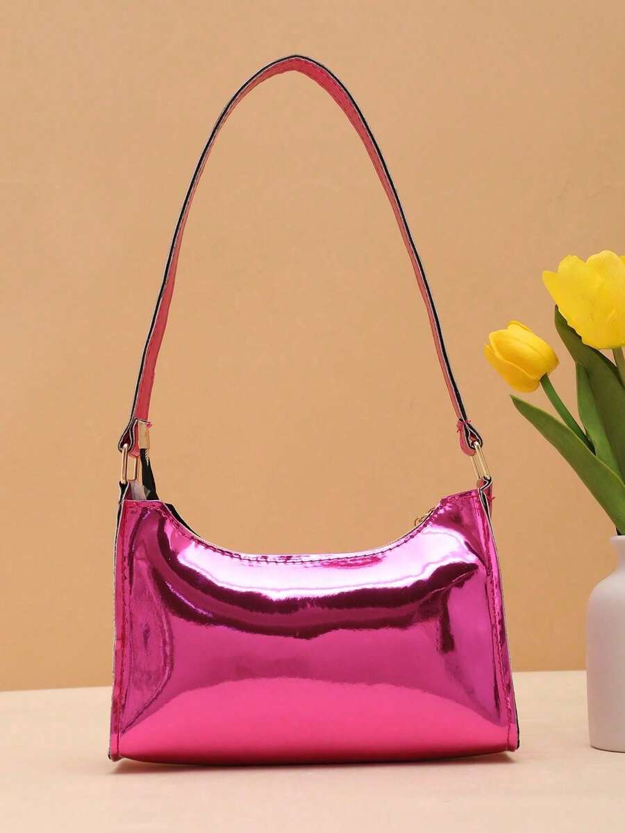Daily Shopping Shiny Glamorous Women's Underarm Bag Laser Shoulder Bag - Purple - View 1