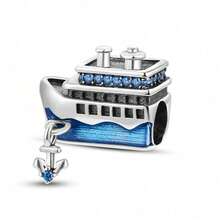 1 Piece Of S925 Sterling Silver Travel-Themed Bead Featuring An Original Design Of A Hot Air Balloon, Eiffel Tower, And Cruise Ship; An Enamel Pendant With Diamond Accents; Suitable For Bracelets And Necklaces; A Global-Themed Souvenir Accessory For Crafting; Captures Travel Memories; Perfect For DIY Projects And Everyday Wear - Multicolor - View 20