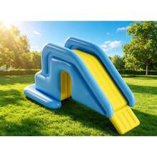 Tobogán inflable de alta capacidad de peso, uso interior y exterior, esencial para la diversión de juegos de agua en verano - azul - Ver 9