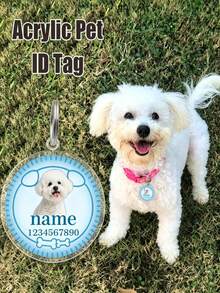 Custom Round Pet Photo ID Tag, Personalized Name & Phone Number Acrylic Anti-Lost Tag, Gift For Pet Lovers, Father's Day Gift - Multicolor - View 4