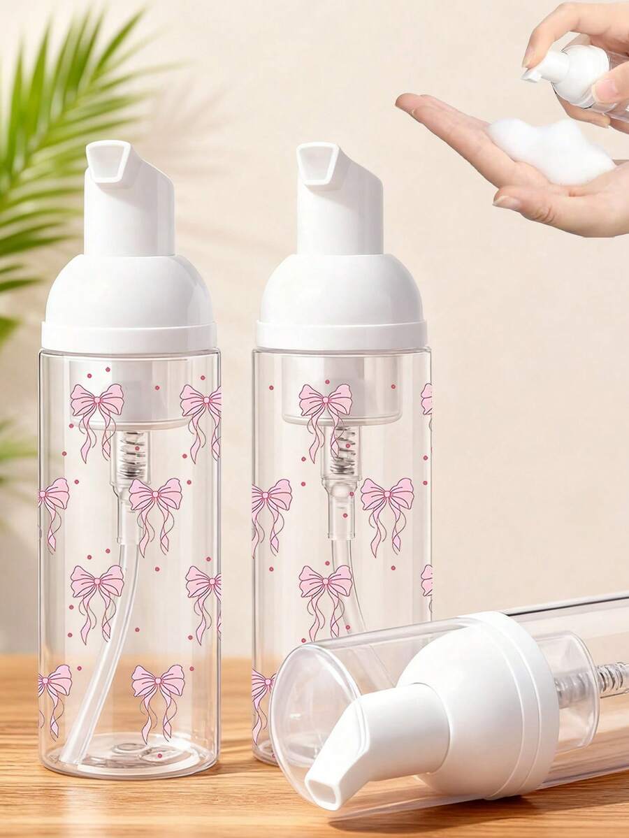 蝴蝶結圖案空泡泡皂瓶迷你泡泡瓶可補充瓶 可裝手皂、洗髮精、睫毛清潔劑、手皂 - 可補充透明塑膠瓶 適用於客廳、居家、臥室、浴室家居裝飾、旅行用品、婚禮 - 彩色 - 查看 1
