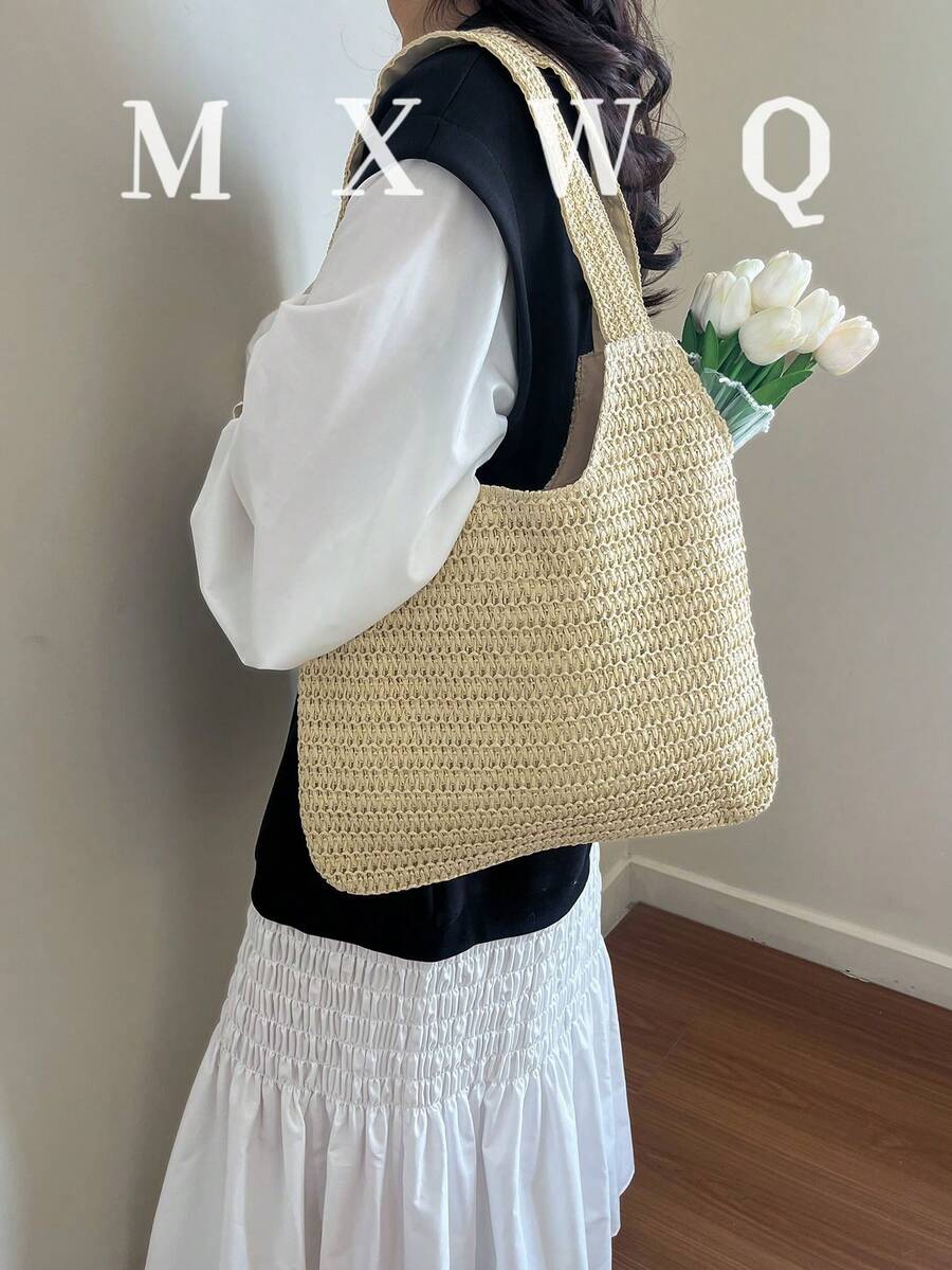 夏季草編海灘包 大容量手提包 度假風簡約百搭女包